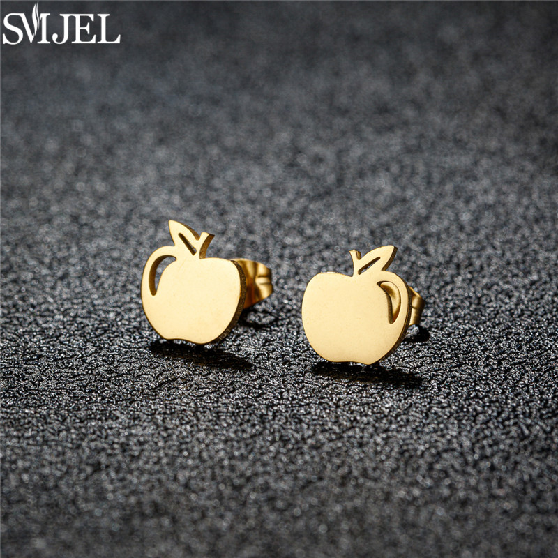 Eve Jewelry & Watches Distribuidor Oficial Rolex - ตลกสแตนเลส Apple สตั๊ดต่างหูผู้หญิงคลาสสิกผลไม้เครื่องประดับต่างหู Christmas Eve เจาะหูตกแต่ง