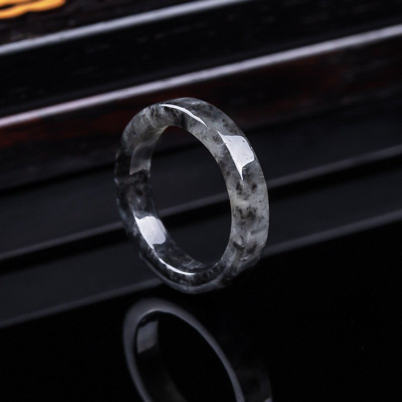 Jewelry & Watches Bench - หยกพม่าเกรด A แท้, แหวนหยกดำชนิดน้ำแข็ง, เครื่องประดับสำหรับผู้ชายและผู้หญิง, ของขวัญหยกอเนกประสงค์
