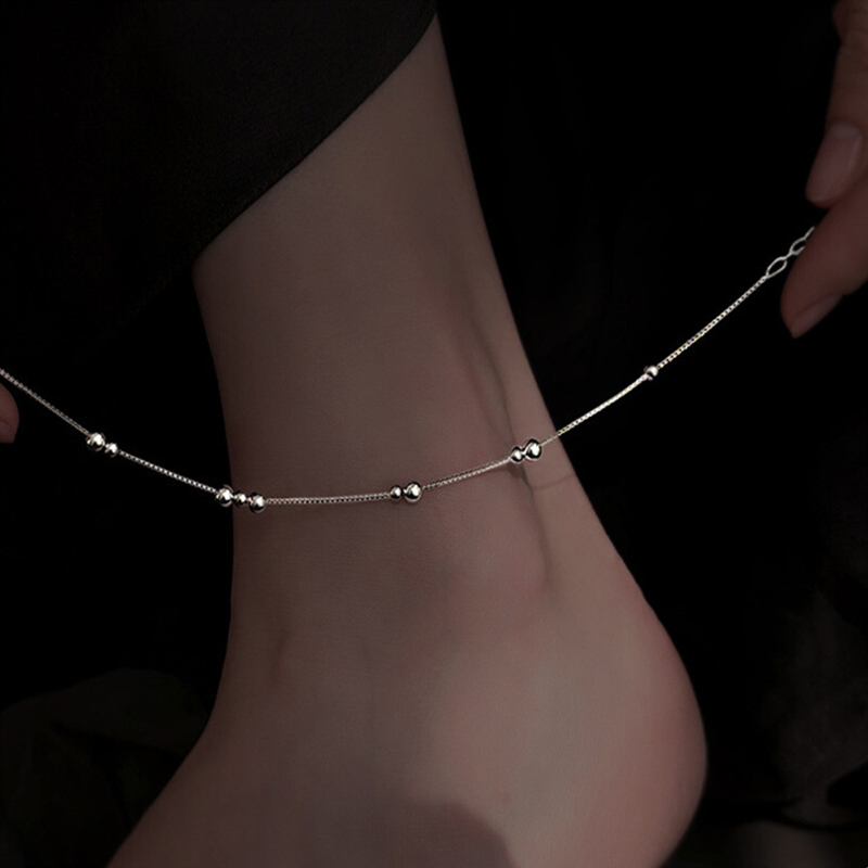 Anklet Foot Chain - 925 เงินสเตอร์ลิงเรขาคณิตรอบลูกปัดข้อเท้า 2024 ใหม่เซ็กซี่ข้อเท้าเครื่องประดับแฟชั่นเครื่องประดับวันเกิด...