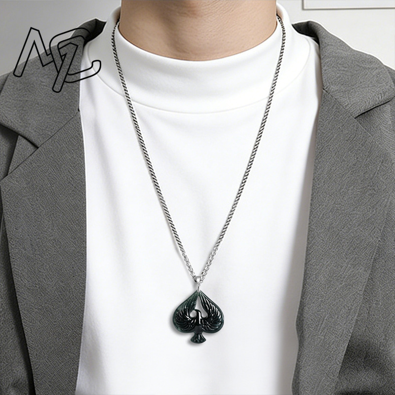 สร้อยคอจี้หยกแท้สีดำลายไก่ ทำจ - Jewelry & Watches Bench บทวิจารณ์และราคา