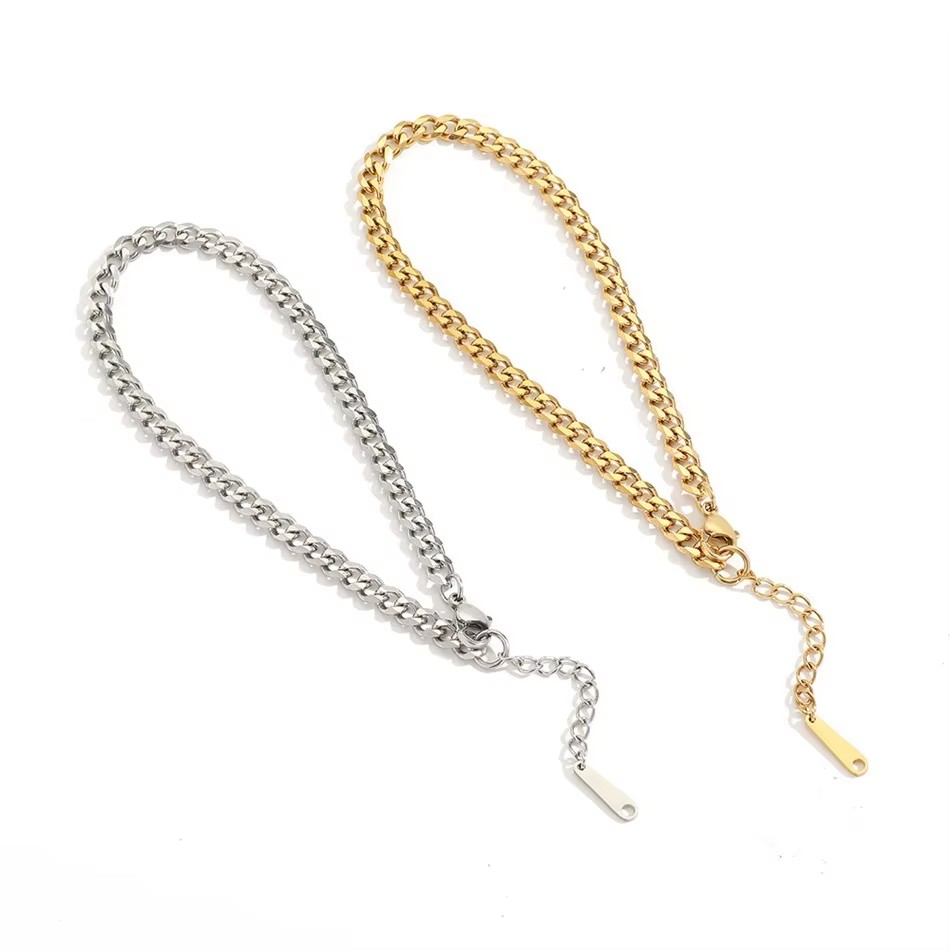 สร้อยข้อเท้าสแตนเลสสตีลแบบคิวบ - Anklet Foot Chain บทวิจารณ์และราคา