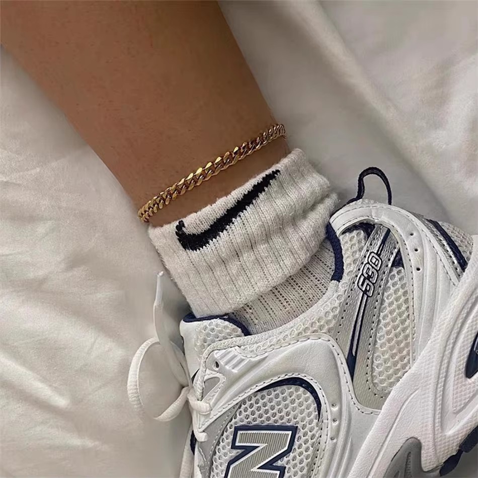 สร้อยข้อเท้าสแตนเลสสตีลแบบคิวบ - Anklet Foot Chain บทวิจารณ์และราคา